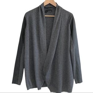 The Kooples Cashmere/Wool/ Lambskin Cardigan, Grey/Black, Size 3/Large
